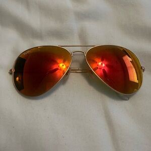 Ray-Ban Aviator Gold Frame Red-Orange Mirrored Sunglasses